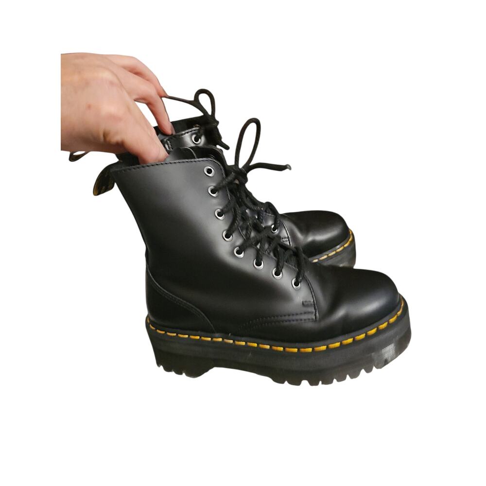 Dr. Martens Jadon Boot Smooth Leather Platforms - Women black leather sz 6 $210 - Picture 5 of 9